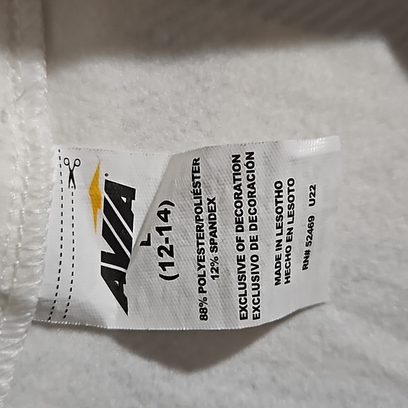 Avia spandex track suit. Top and bottoms large white with plaid design - Picture 2 of 7